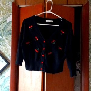 Cropped cherry cardigan